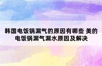 韩国电饭锅漏气的原因有哪些 美的电饭锅漏气漏水原因及解决